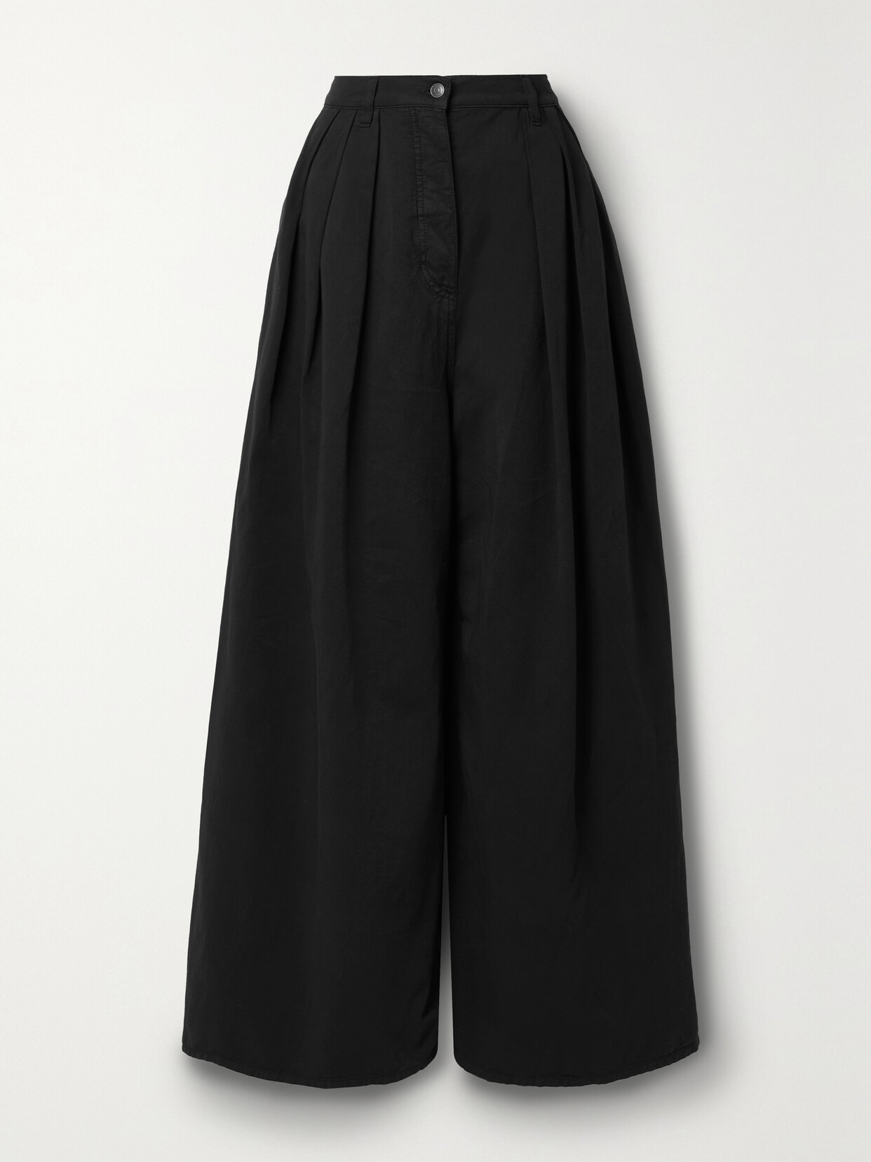 The Row - Criselle Pleated Cotton And Linen-blend Twill Wide-leg Pants - Black