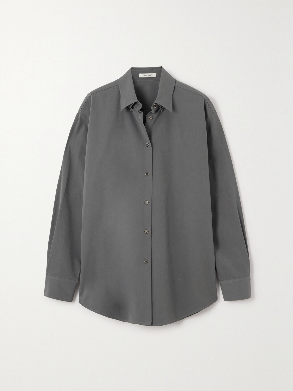 The Row Dela Cotton-poplin Shirt In Gray