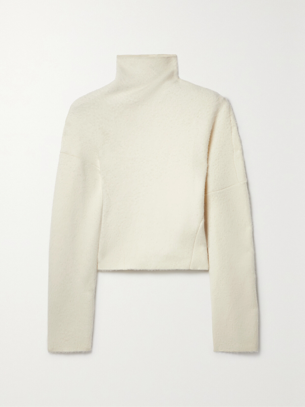 The Row Enoch Brushed Wool Turtleneck Sweater In Cream