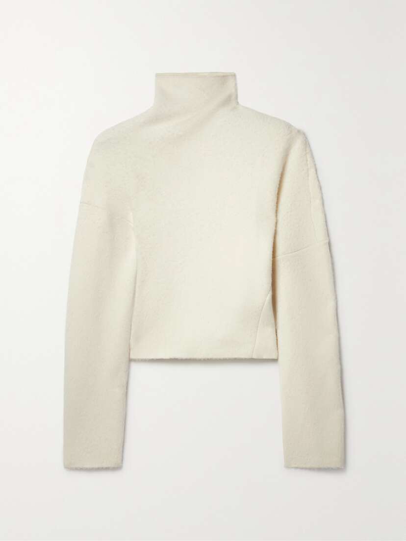 The Row Enoch Brushed Wool Turtleneck Sweater