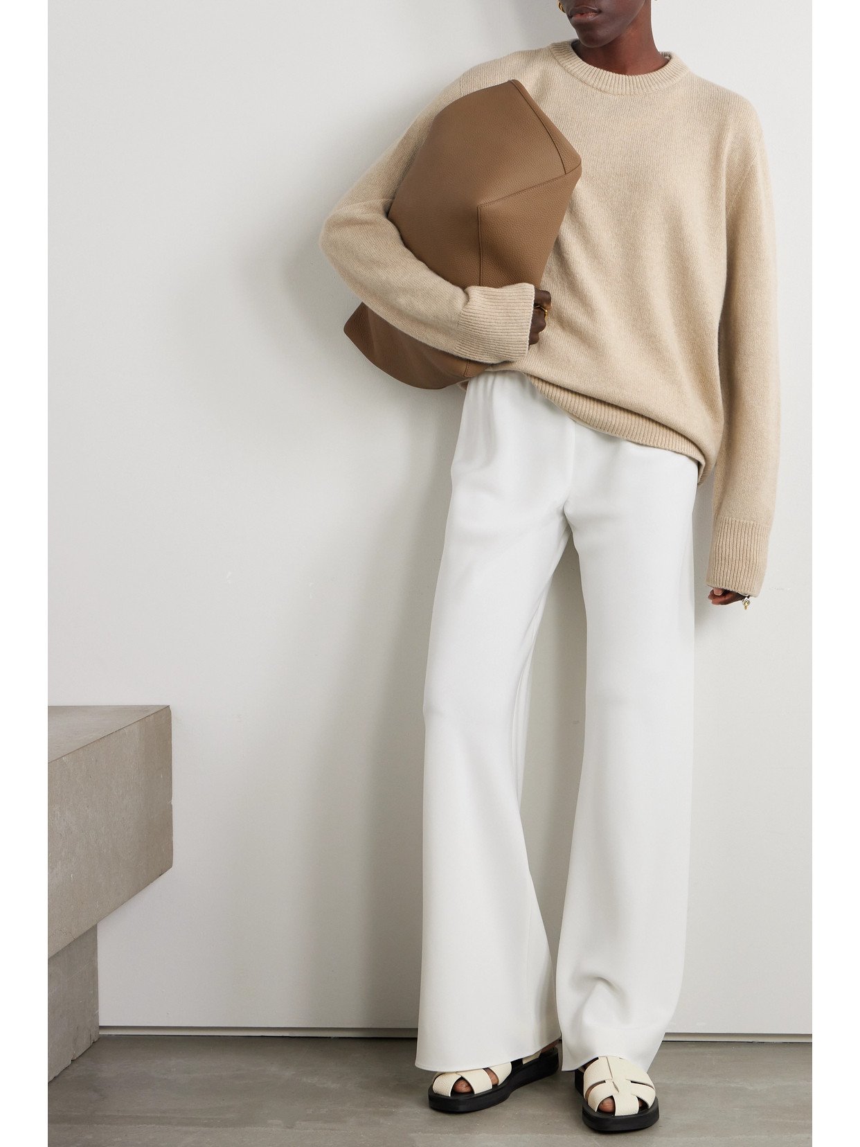 The Row Ophelia Oversized Wool And Cashmere Sweater In Neutrals