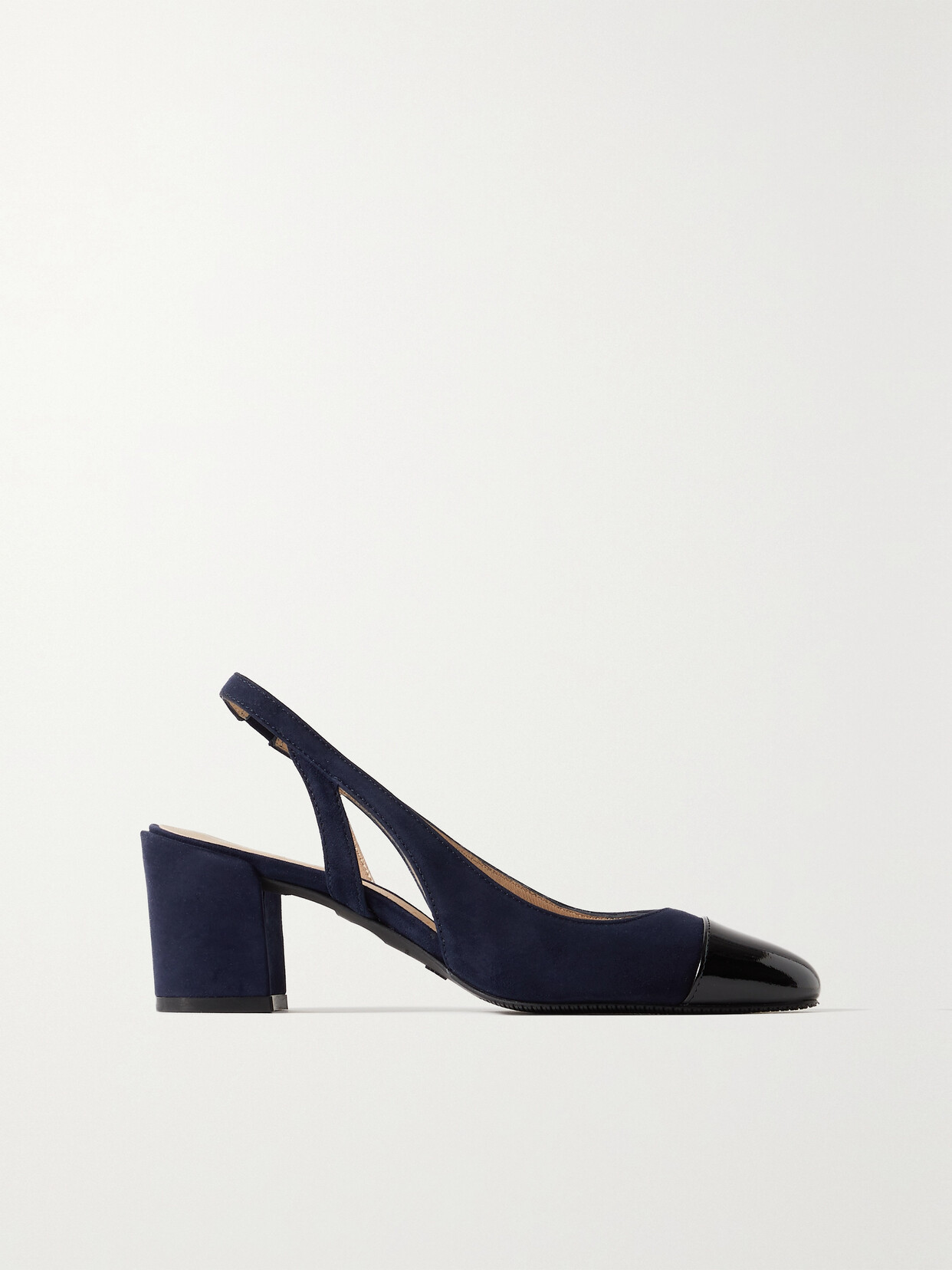 Stuart Weitzman Suede And Patent-leather Slingback Pumps In Blue