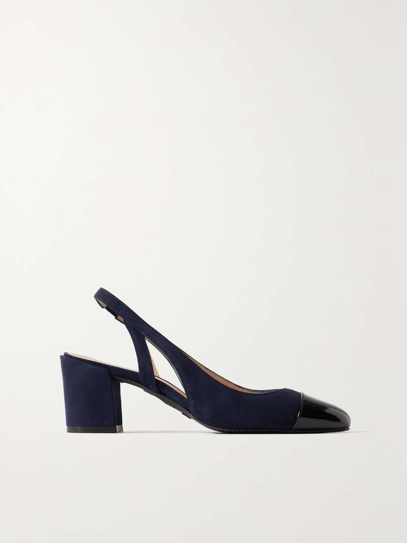 Stuart Weitzman Suede And Patent-leather Slingback Pumps