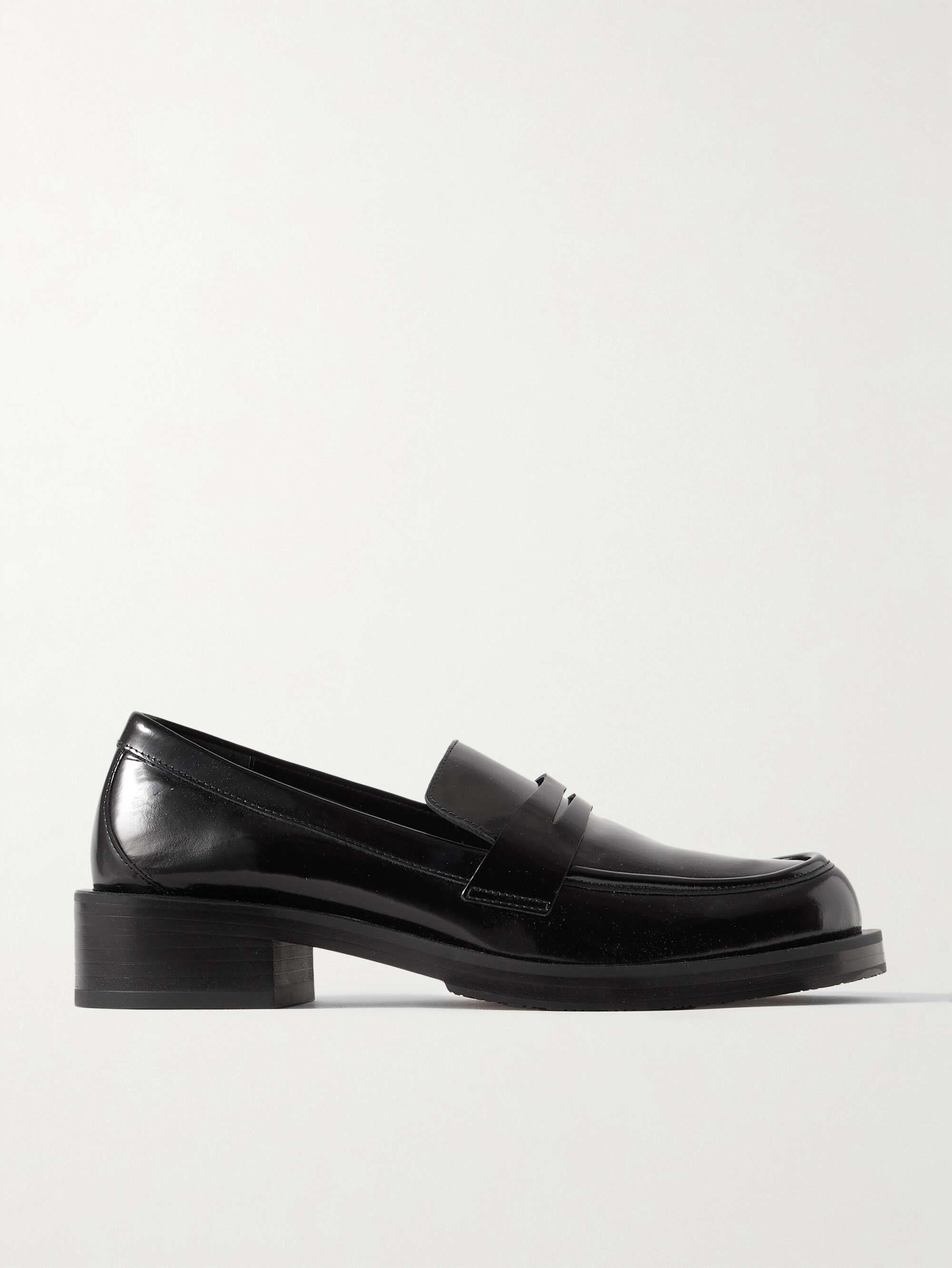 STUART WEITZMAN Palmer glossed-leather loafers | NET-A-PORTER