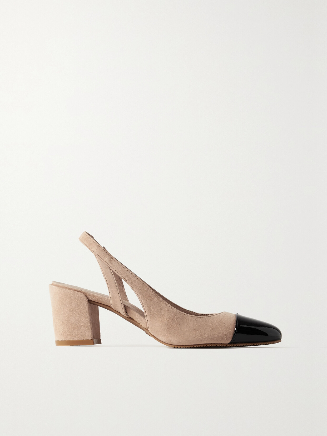 Stuart Weitzman Suede And Patent-leather Slingback Pumps In Neutrals