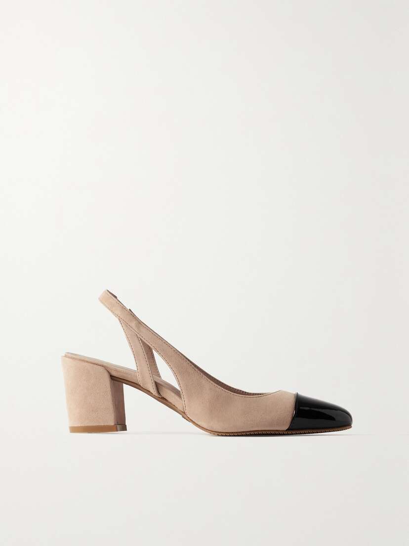 Stuart Weitzman Suede And Patent-leather Slingback Pumps