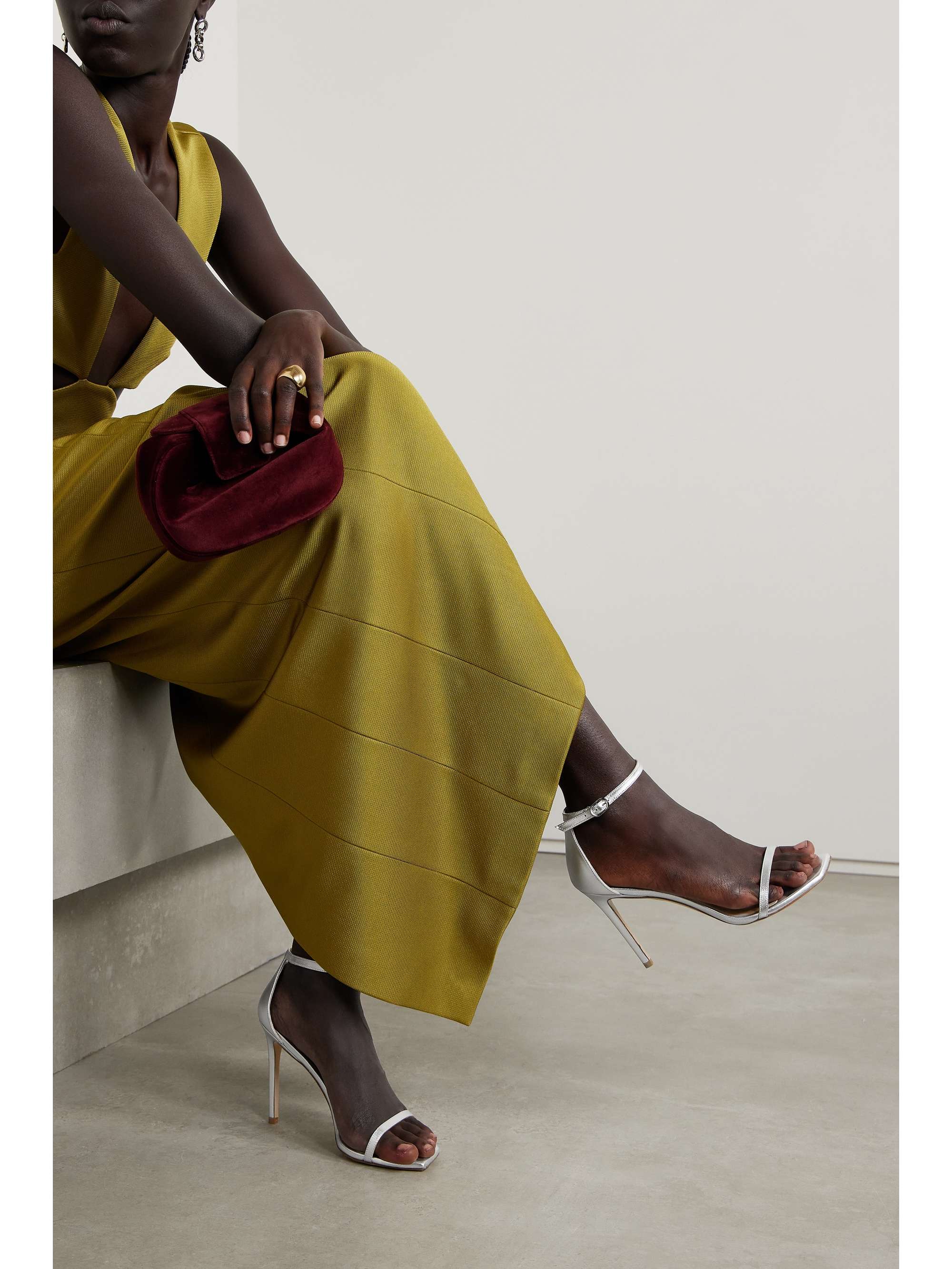 Silver NudistCurve metallic leather sandals | STUART Silver NudistCurve metallic leather sandals | STUART