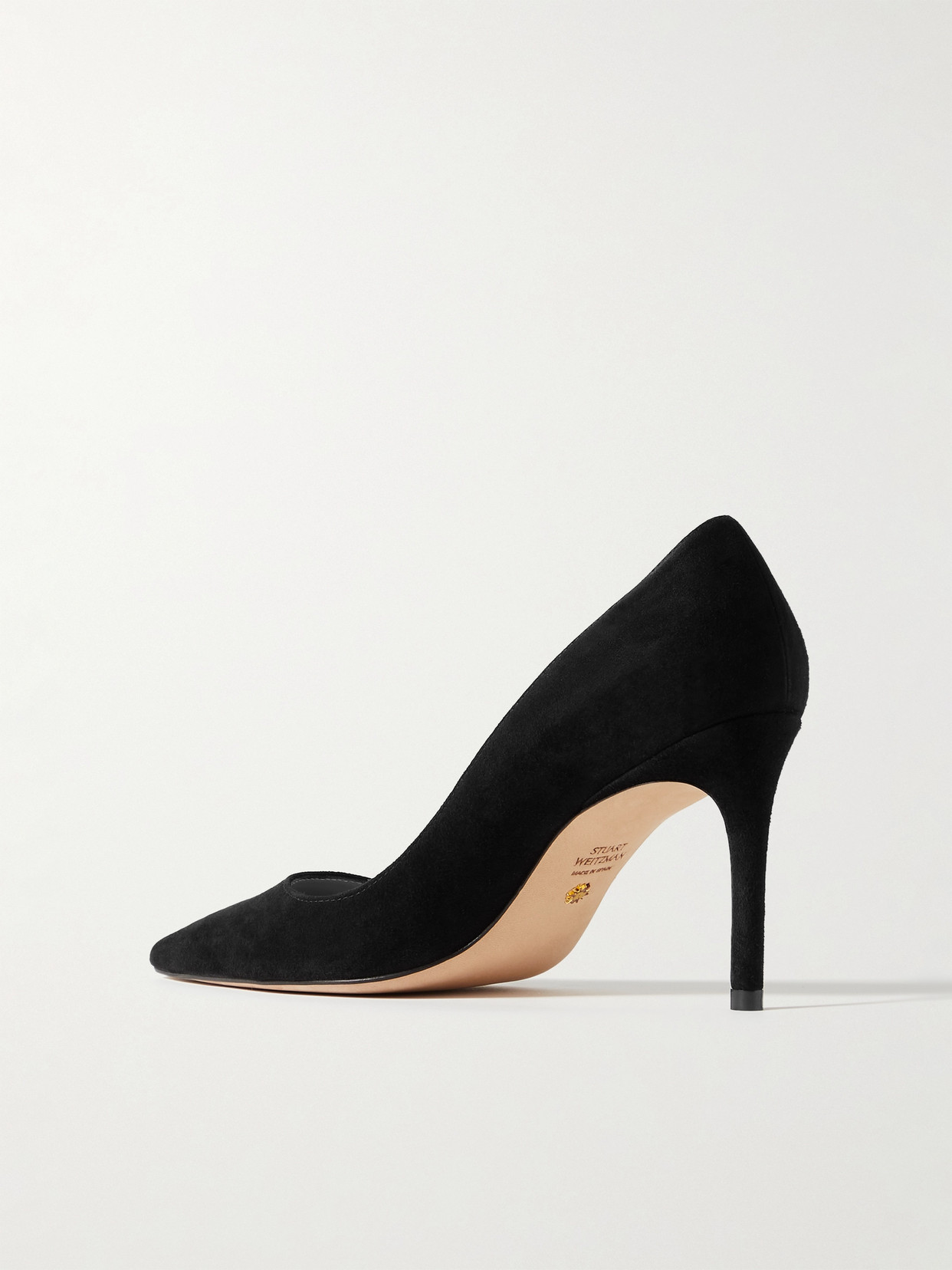 Stuart Weitzman Stuart Suede Point-toe Pumps In Black