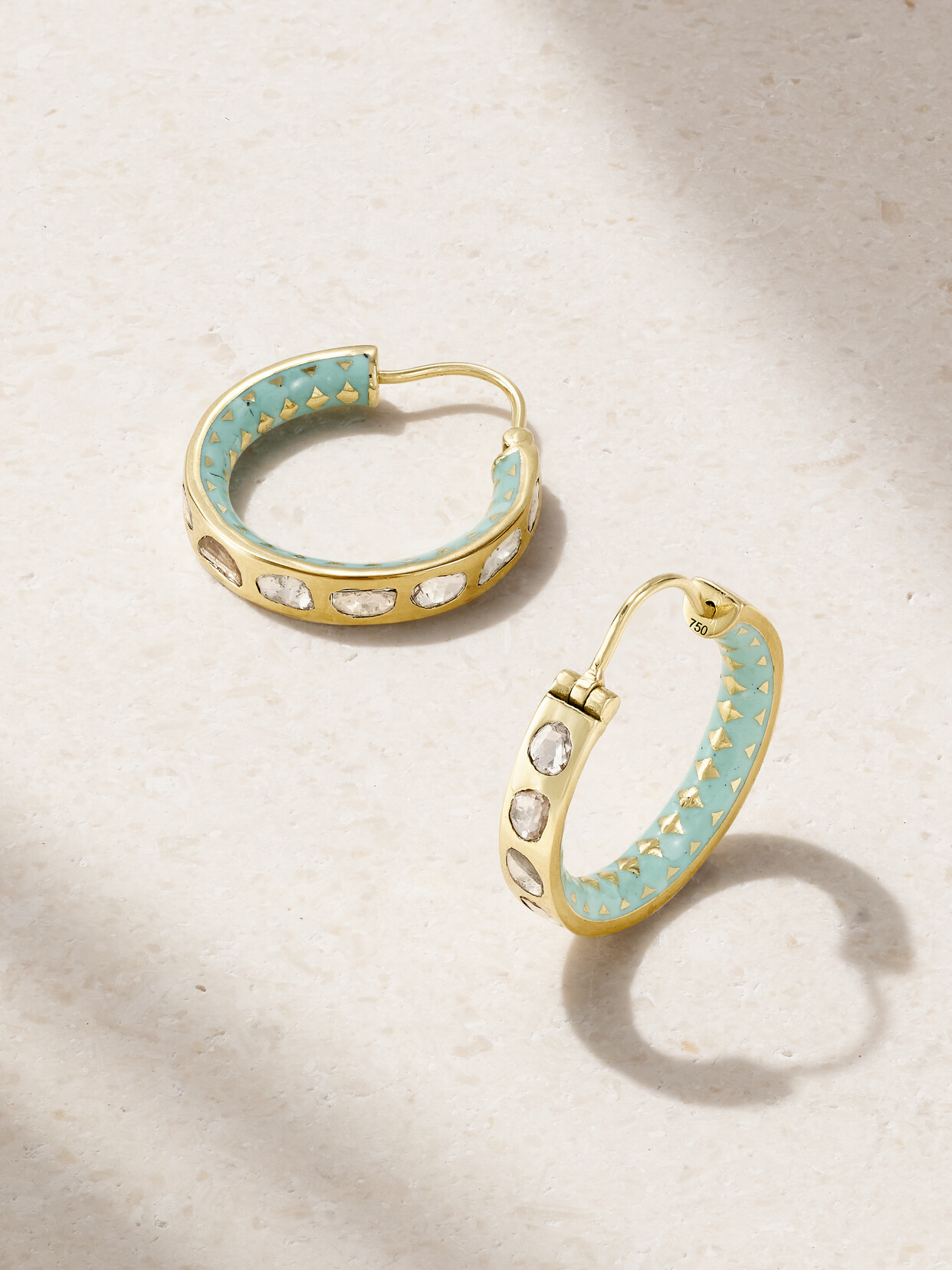 Amrapali London - 18-karat Gold, Diamond And Enamel Hoop Earrings - One size