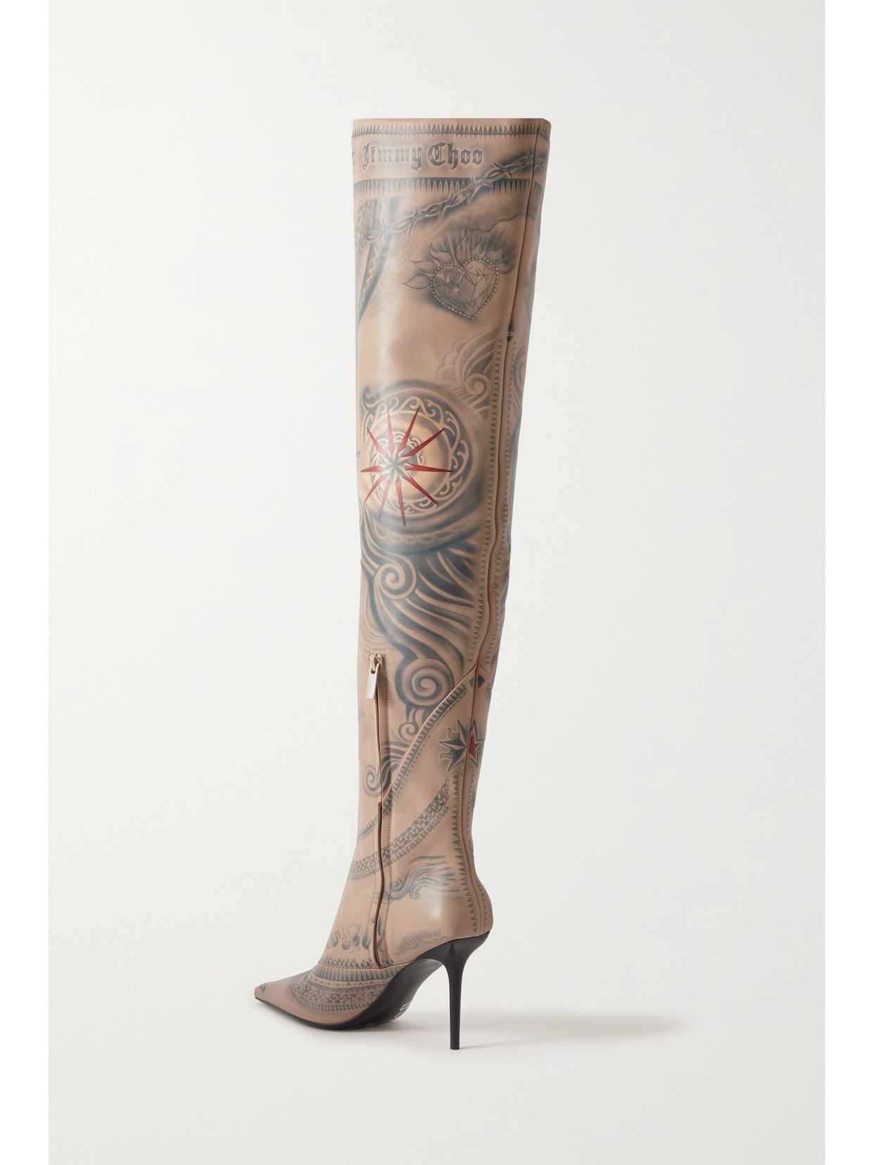 + Jean Paul Gaultier 90 Printed Leather Knee Boots