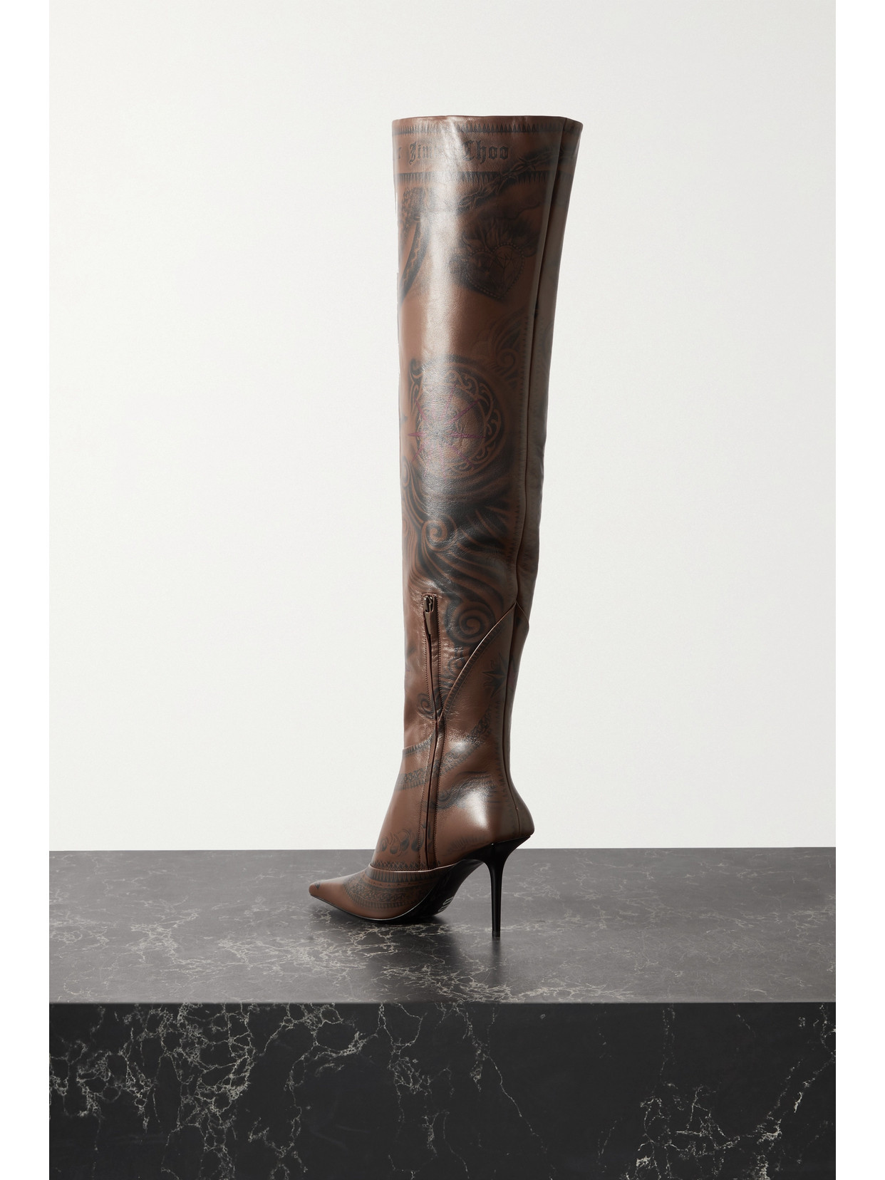 + Jean Paul Gaultier 90 Printed Leather Over-The-Knee Boots