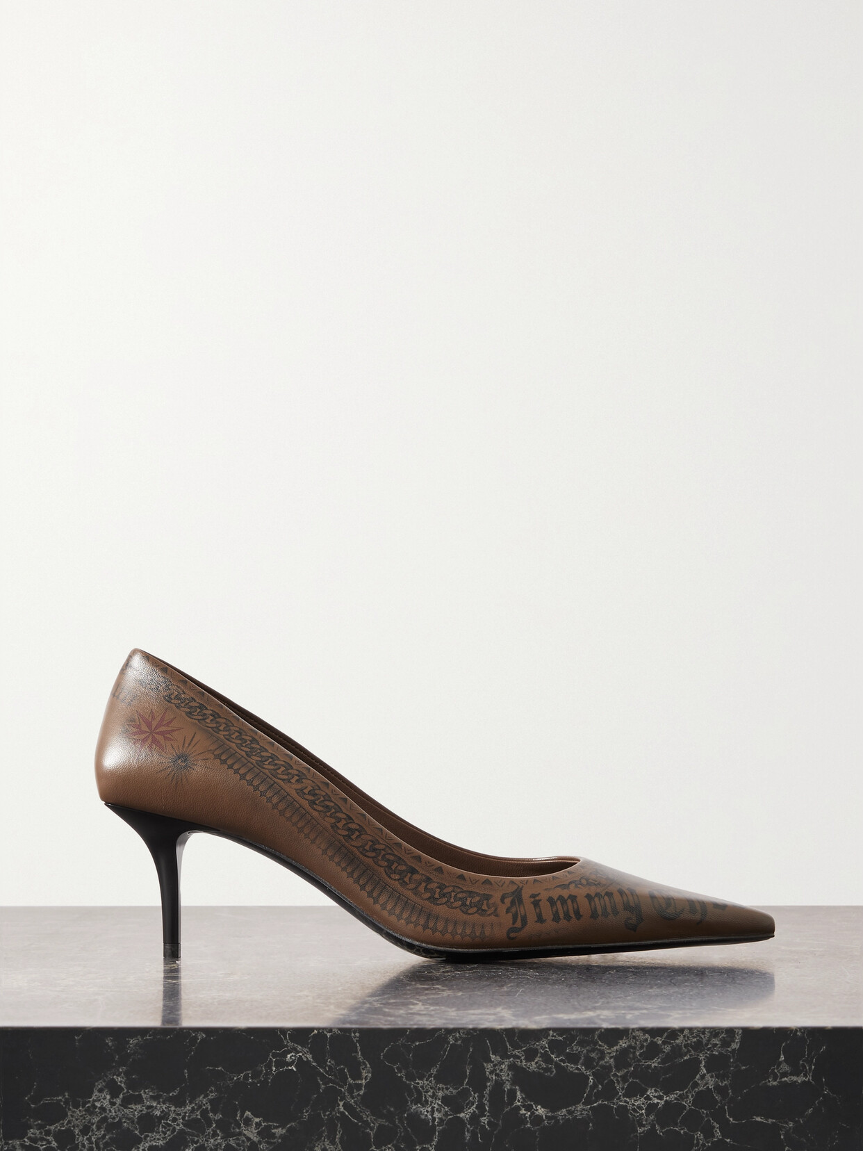 Jimmy Choo + Jean Paul Gaultier 60 Printed Leather Pumps - Brown