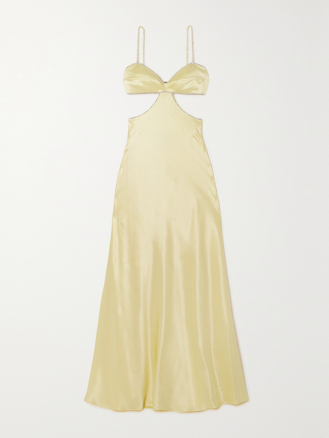 Michael Lo Sordo - Crystal-embellished Cutout Silk-satin Maxi Dress - Yellow