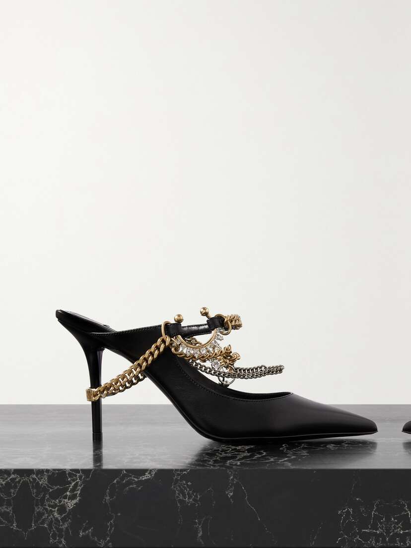 Jimmy Choo + Jean Paul Gaultier Bing 90 Embellished Leather Mules