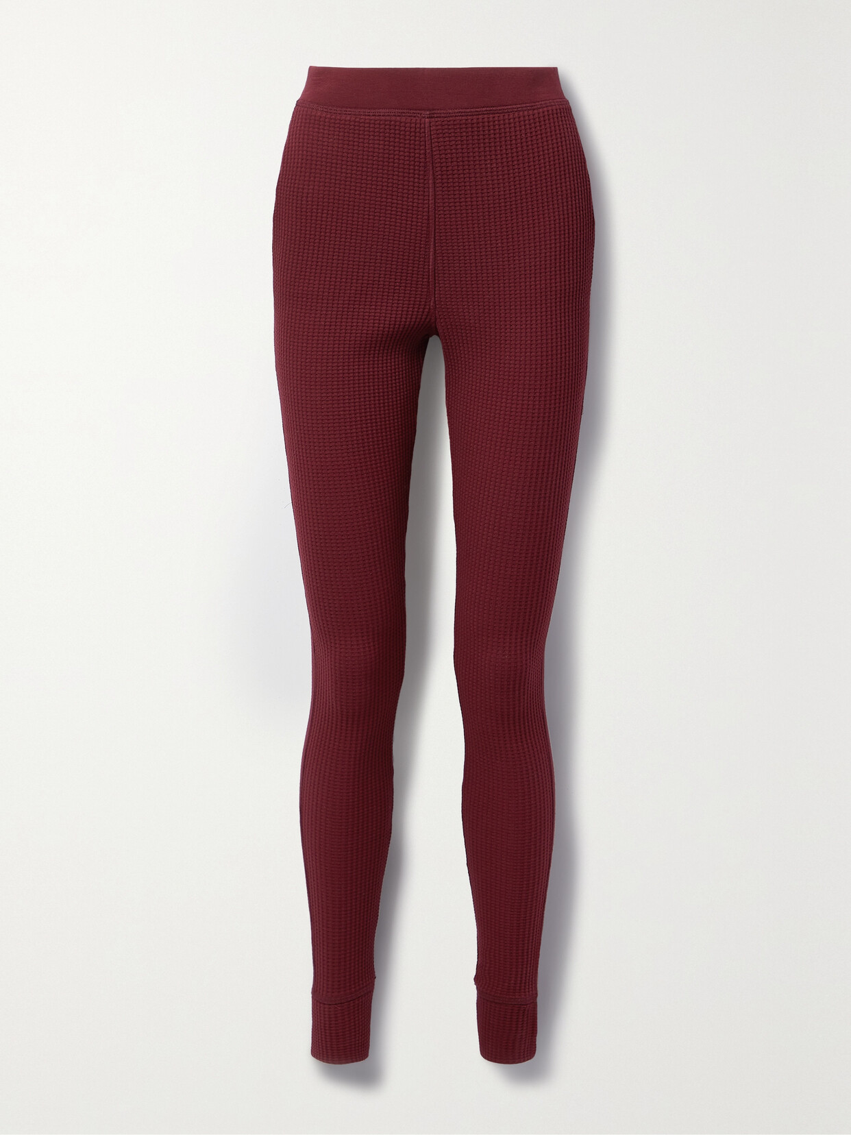 Skin - Judy Waffle-knit Stretch Organic Cotton-jersey Pajama Pants - Burgundy