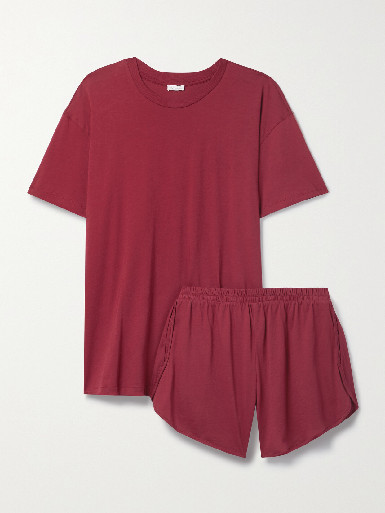 Skin Courtney Organic Pima Cotton-jersey Pyjama Set In Burgundy