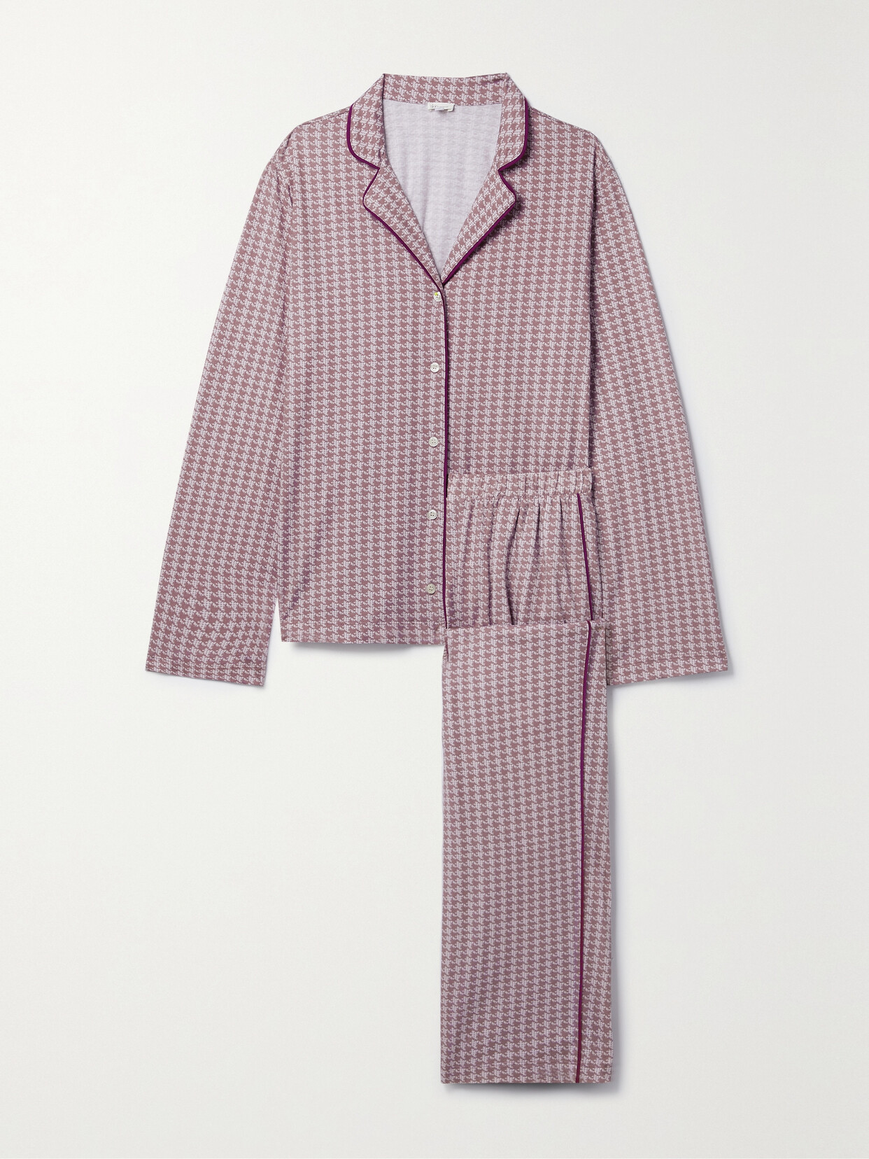 Skin Cayla Houndstooth Organic Pima Cotton-jersey Pajama Set In Pink