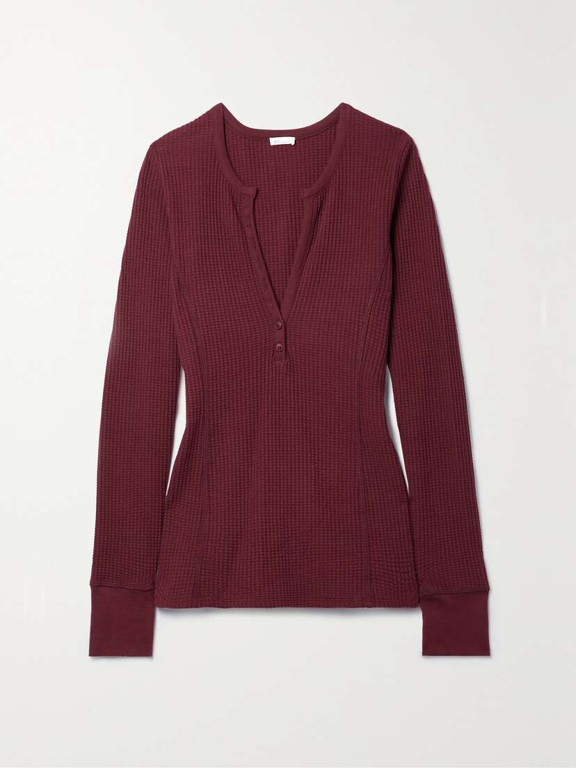 Skin + Net Sustain Jolene Waffle-knit Stretch Organic Cotton-jersey Pajama Top