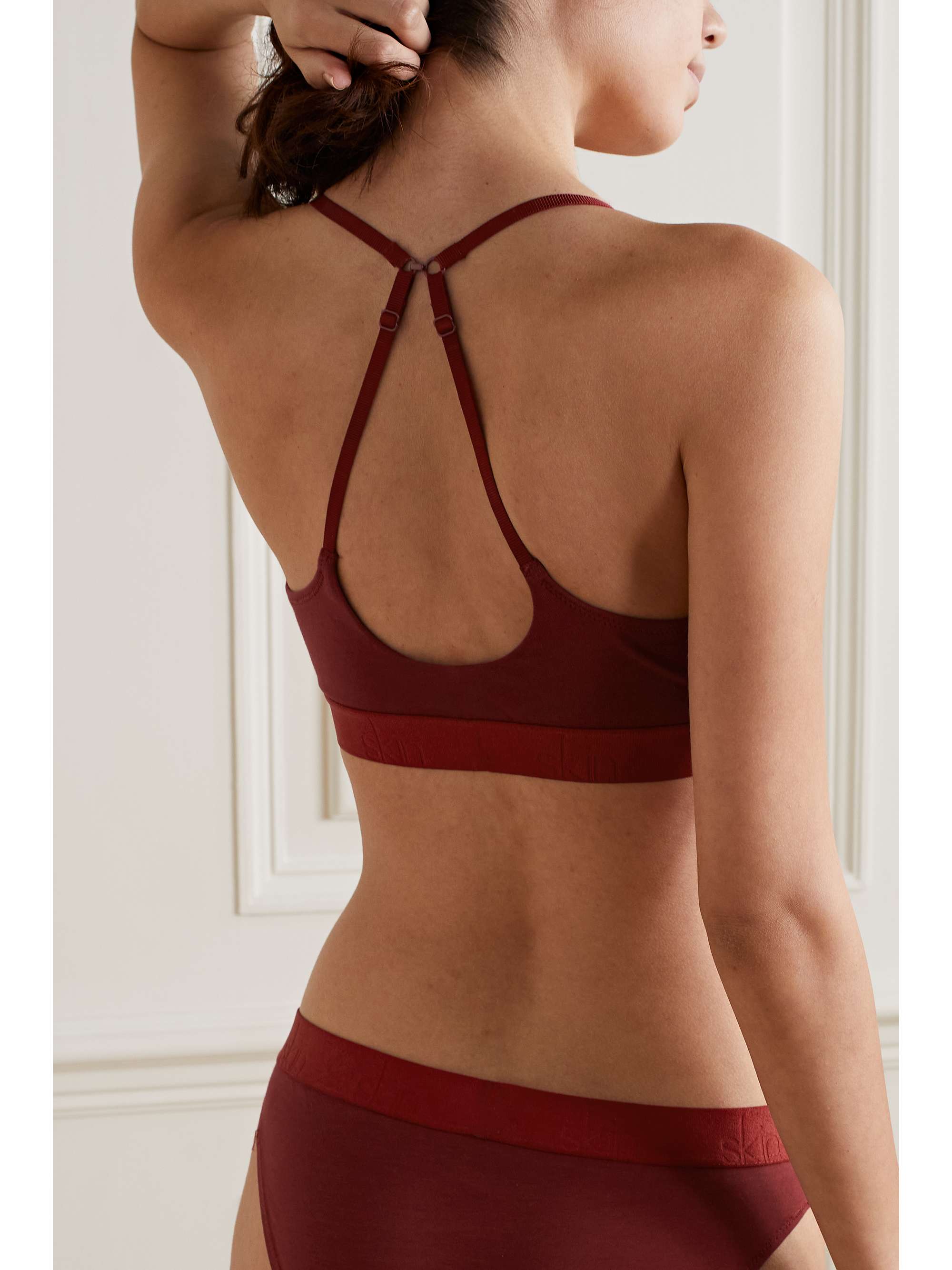 SKIN Hadlee stretch organic Pima cotton soft-cup triangle bra