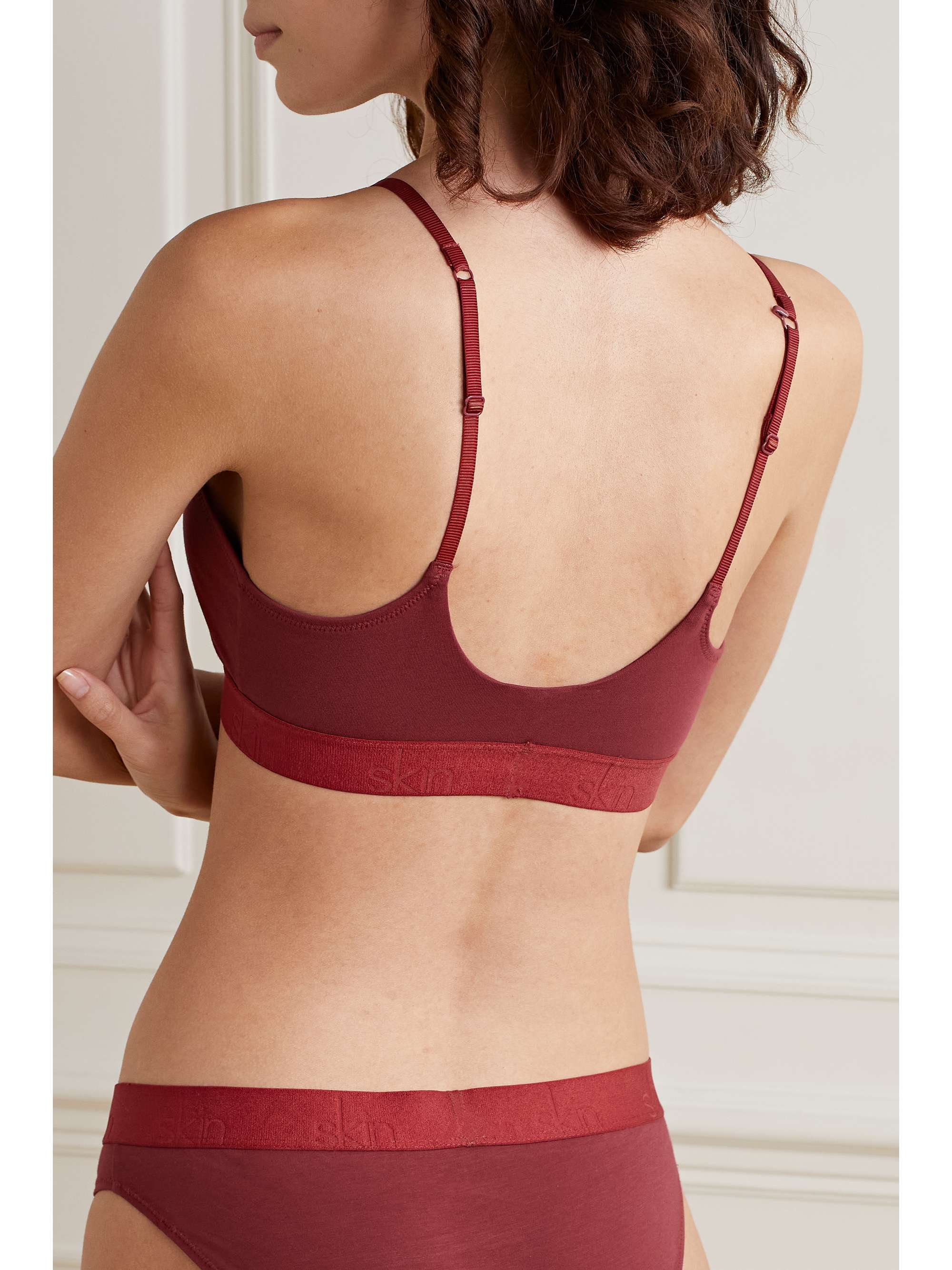 + NET SUSTAIN Hadlee stretch organic Pima cotton soft-cup triangle bra