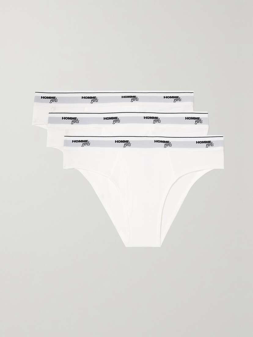 Hommegirls Set Of Three Stretch-cotton Jersey Briefs