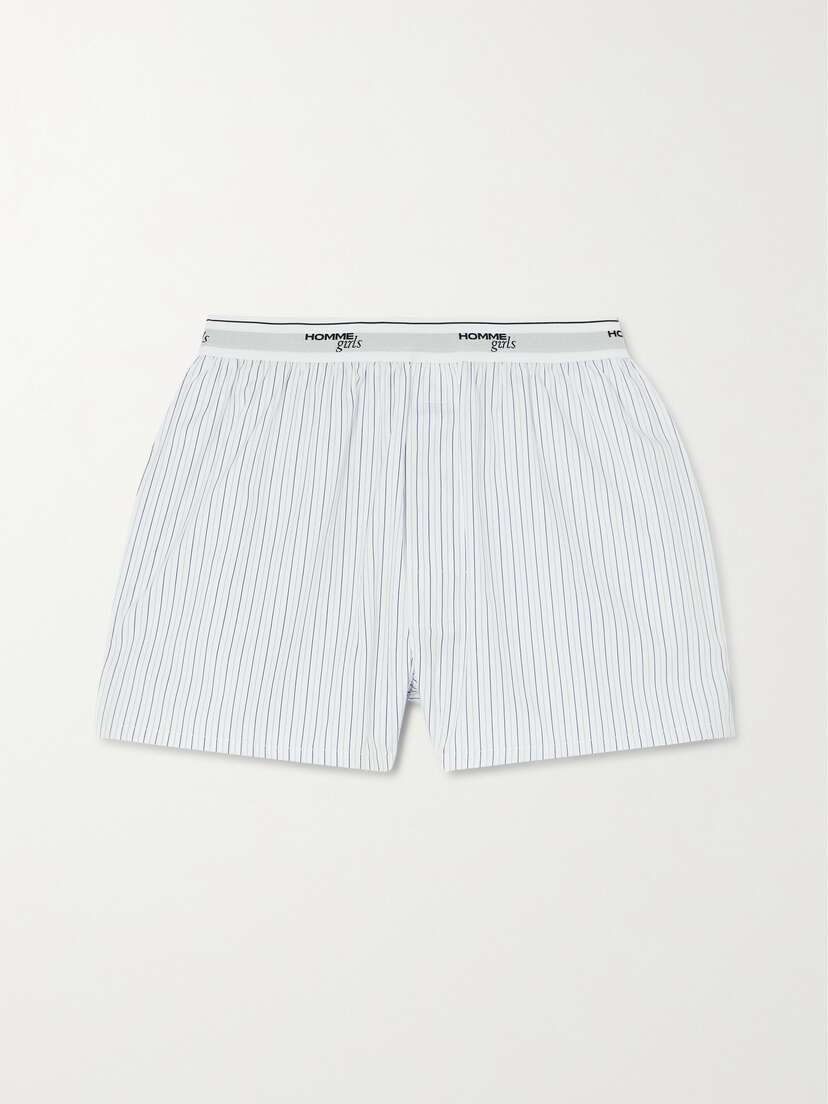 Hommegirls Striped Cotton-poplin Shorts