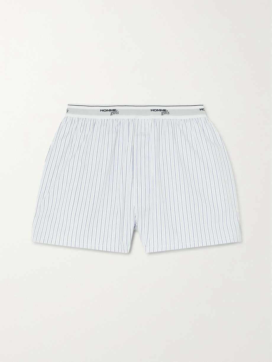 Boxer shorts are one of the coolest trends on Instagram - whether you team them with a hoodie and slouchy socks or balance things out with a blazer, there are so many ways to style. Hommegirls' pair is made from cotton-poplin and printed with '70s-inspired stripes.