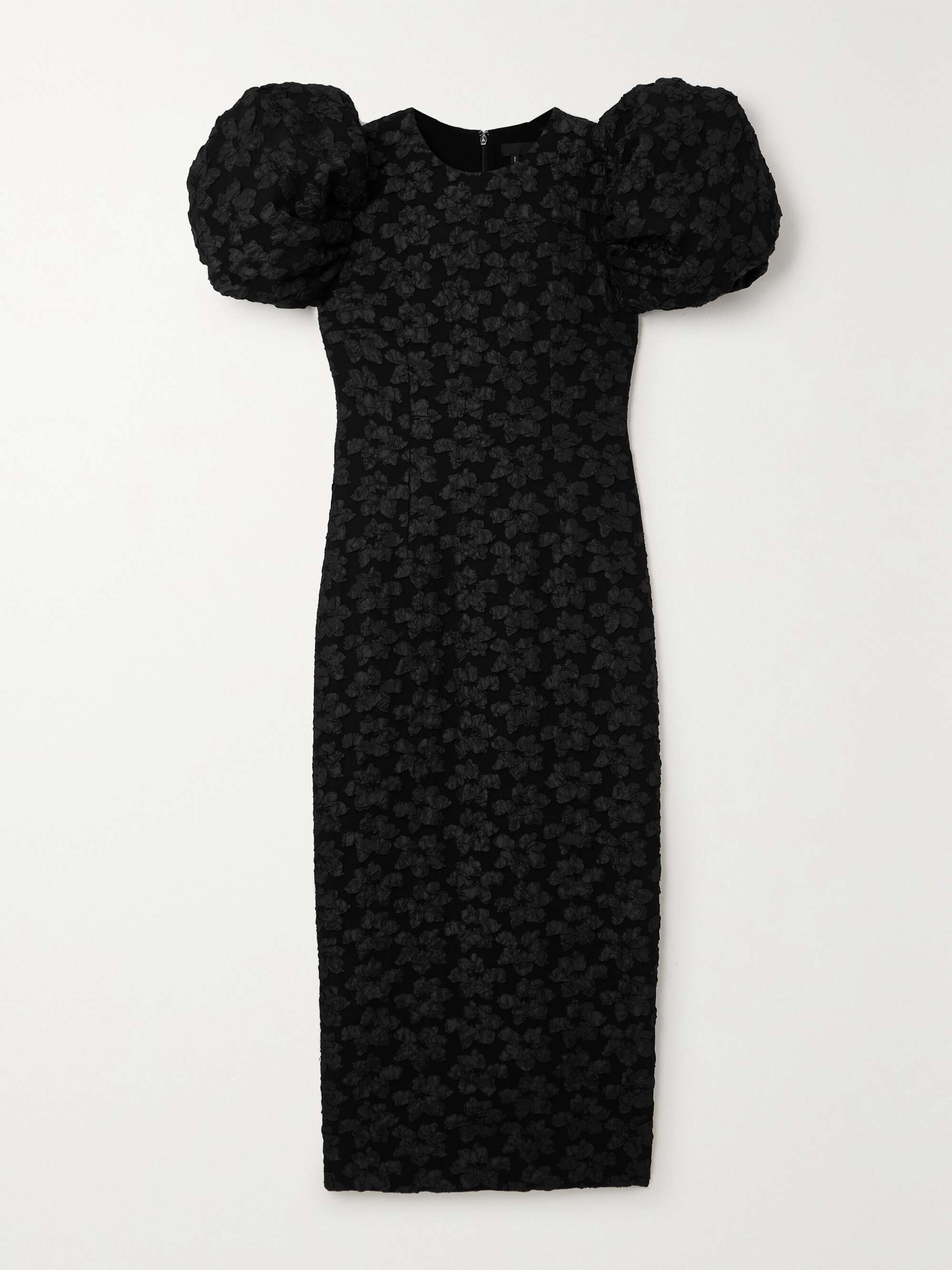 NET SUSTAIN Ruby recycled cloque midi dress black DK32