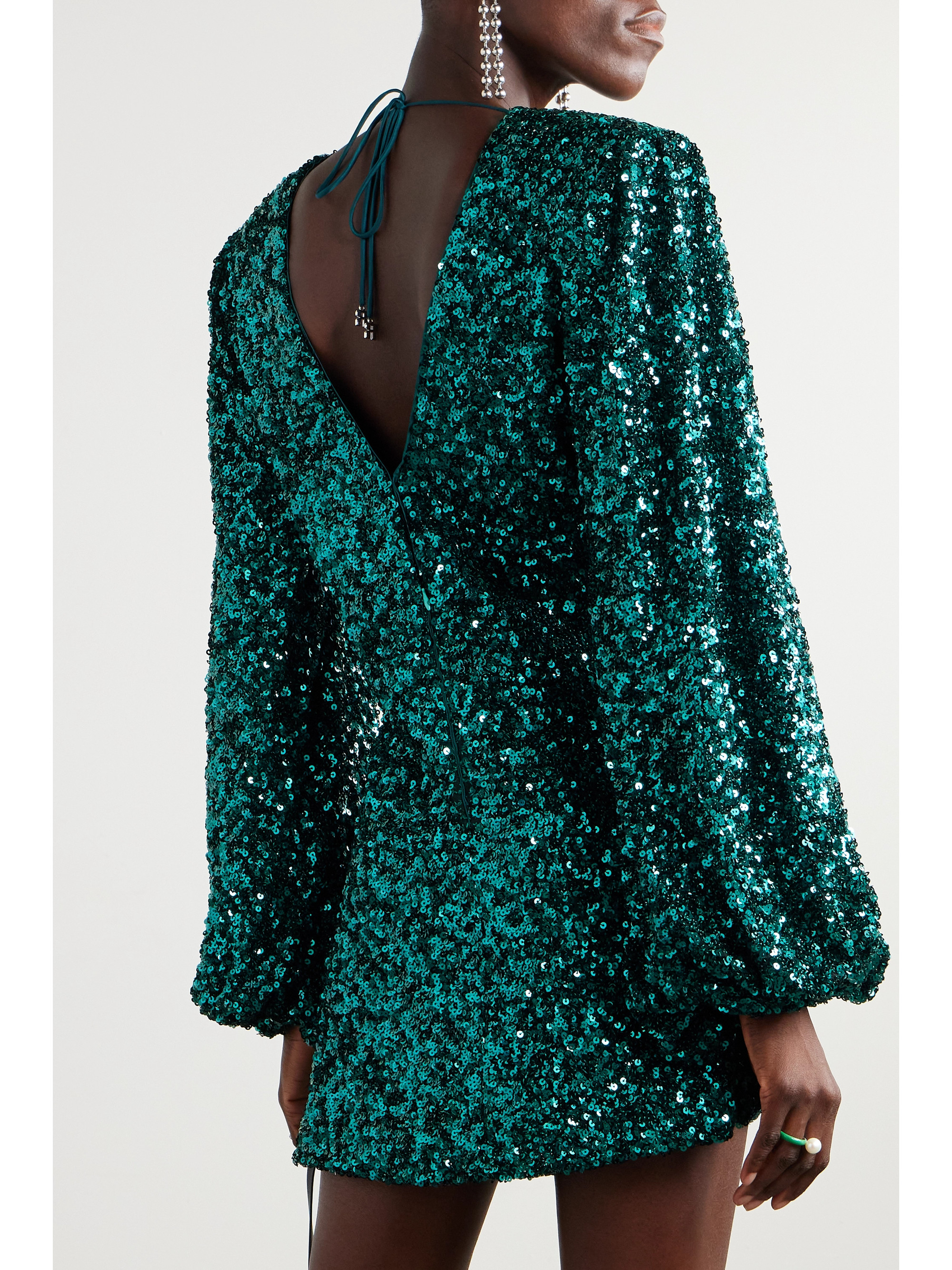 ROTATE Birger Christensen Darsie sequined stretch recycled-chiffon mini dress thumbnail
