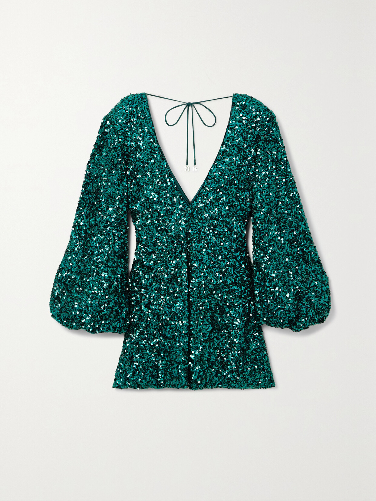 Rotate Birger Christensen Darsie Sequined Stretch Recycled-chiffon Mini Dress In Green