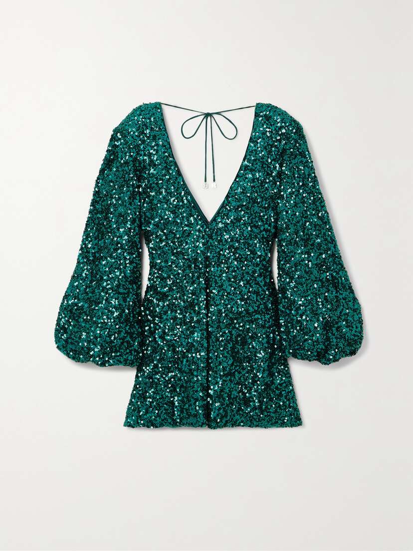 Rotate Birger Christensen Darsie Sequined Stretch Recycled-chiffon Mini Dress