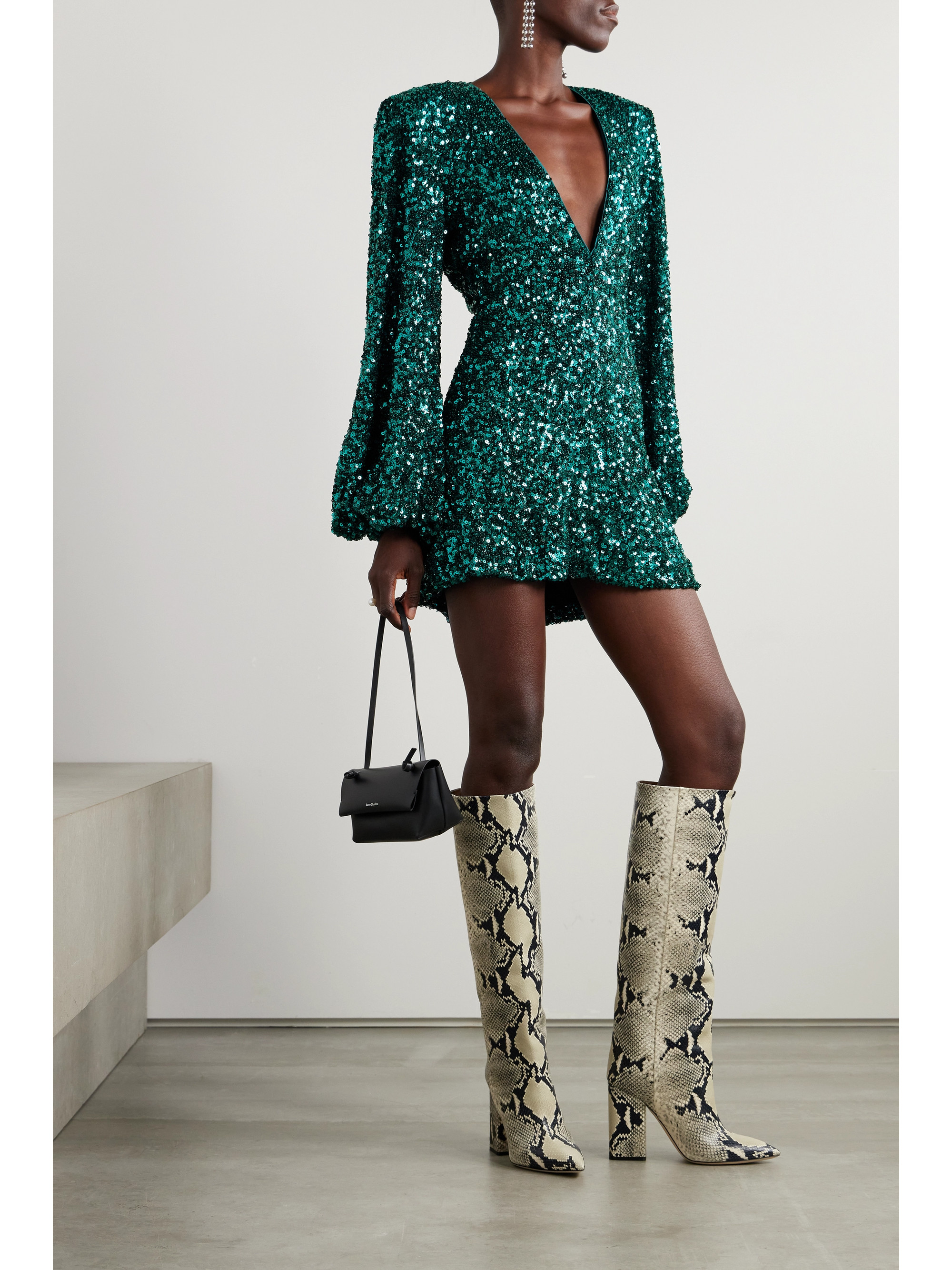 ROTATE Birger Christensen Darsie sequined stretch recycled-chiffon mini dress