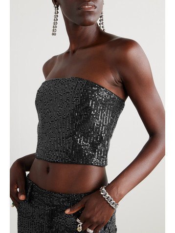 ROTATE Birger Christensen Emili strapless sequined denim top