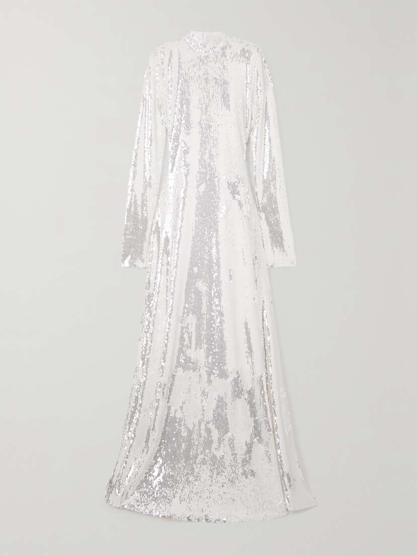 ROTATE Birger Christensen + Net Sustain Sidse Open-back Recycled Sequin-embellished Stretch-tulle Gown