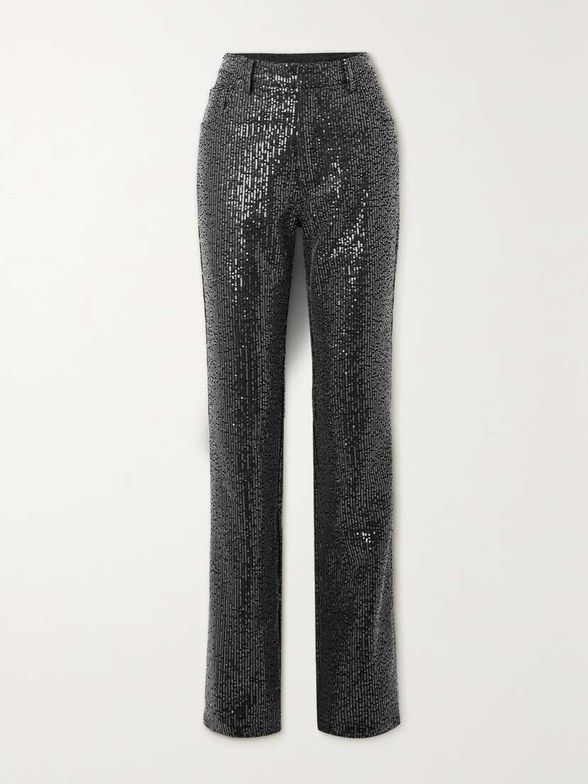 Rotate Birger Christensen + Net Sustain Rottan Sequin-trimmed Organic Mid-rise Straight-leg Jeans