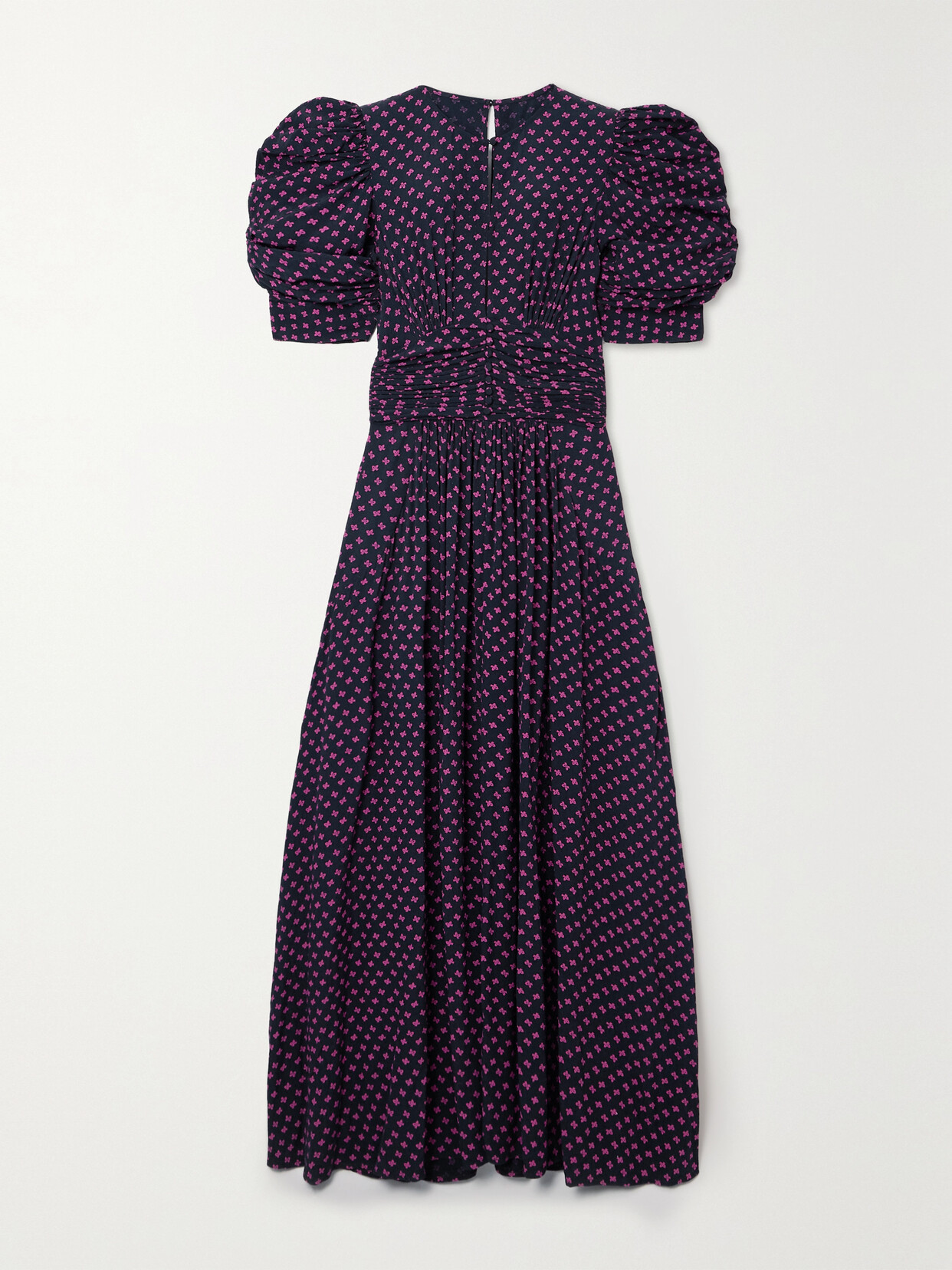 Rotate Birger Christensen Noona Gathered Jacquard Maxi Dress In Multi