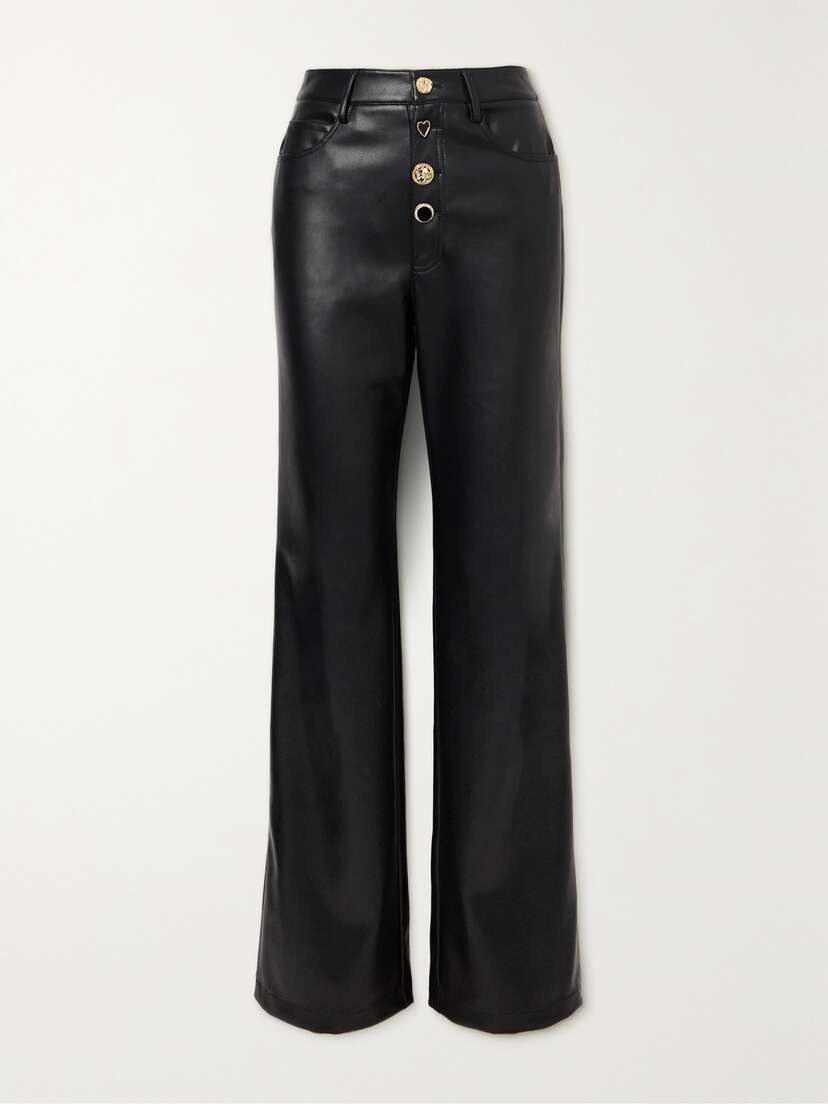 ROTATE Birger Christensen + Net Sustain Rotie Button-embellished Recycled Faux Leather Straight-leg Pants
