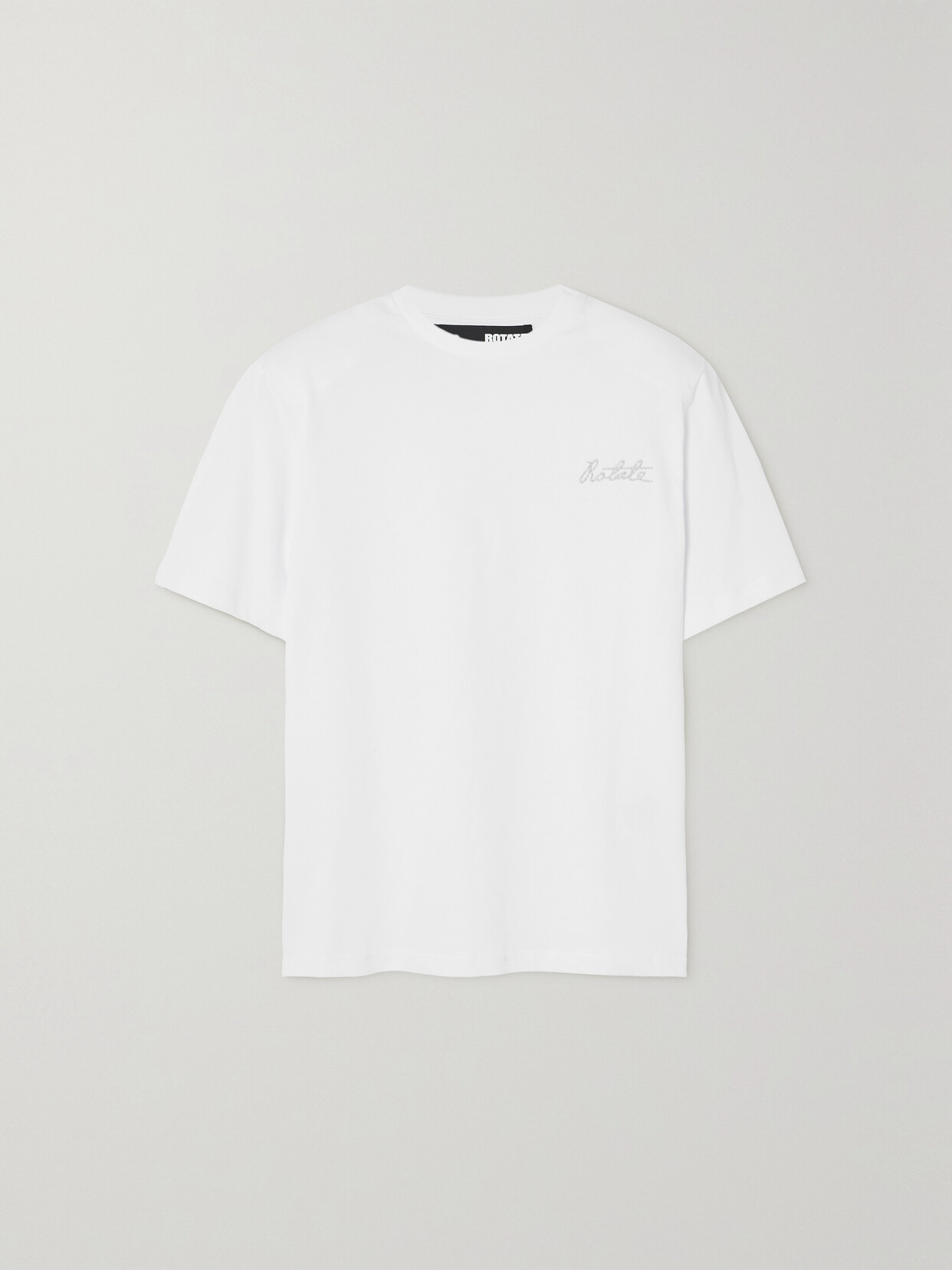 Rotate Birger Christensen Boxy Lasercut T-shirt In White