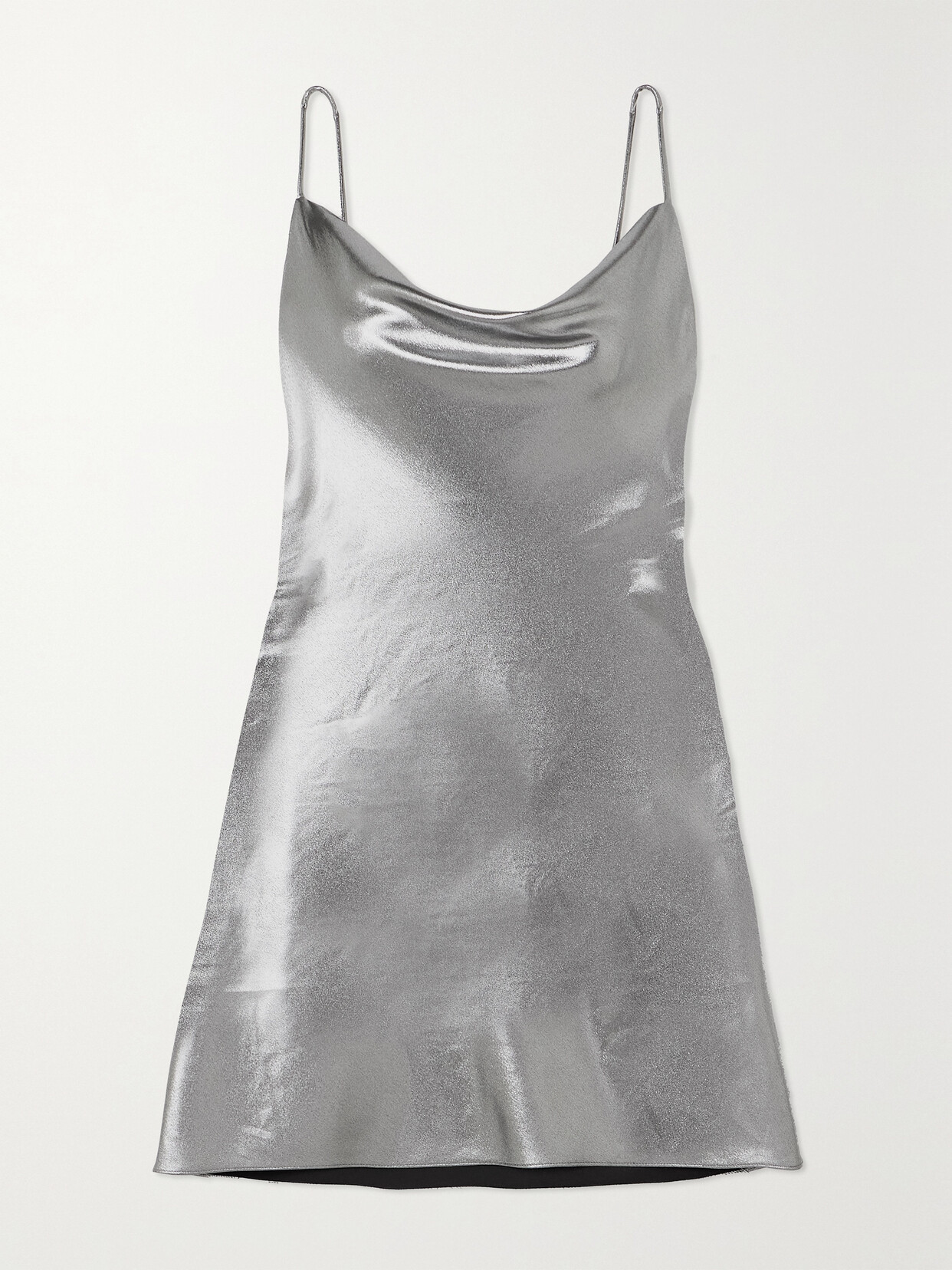 Rotate Birger Christensen Sidney Metallic Stretch-satin Mini Dress In Silver