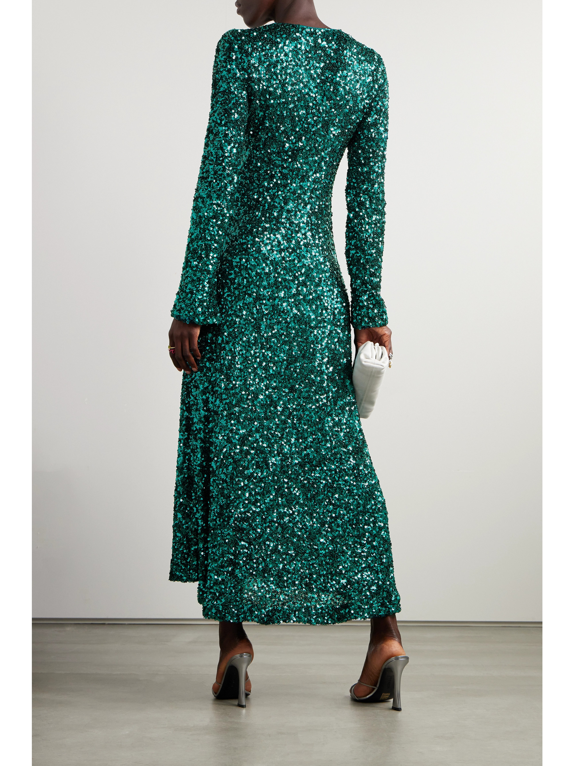 ROTATE Birger Christensen Sierra sequined stretch recycled-tulle midi dress thumbnail