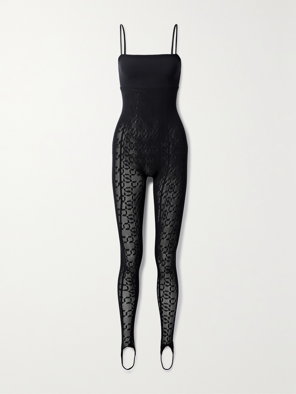 Shop Wolford + Net Sustain + Simkhai Jersey-trimmed Stretch Jacquard-knit Jumpsuit In Black