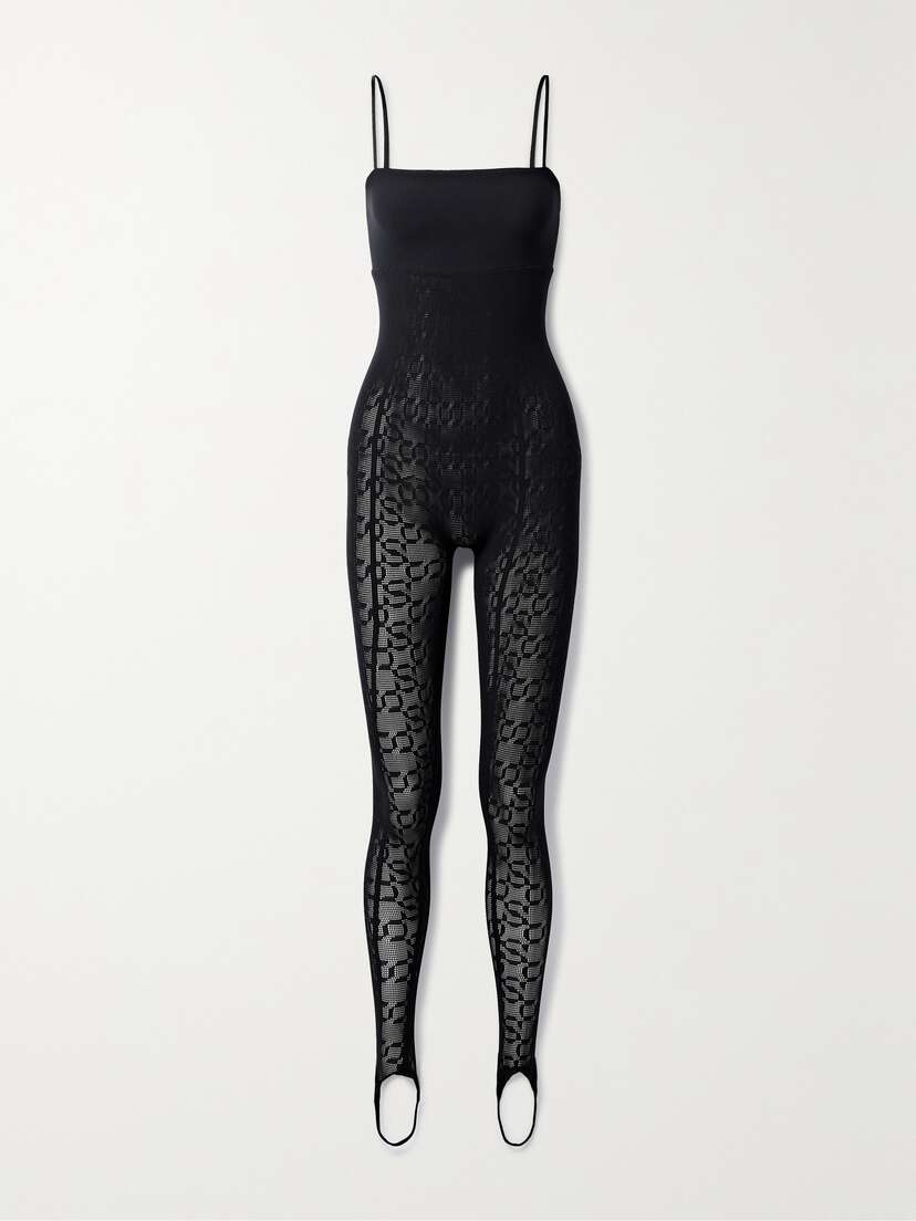 Wolford + Net Sustain + Simkhai Jersey-trimmed Stretch Jacquard-knit Jumpsuit