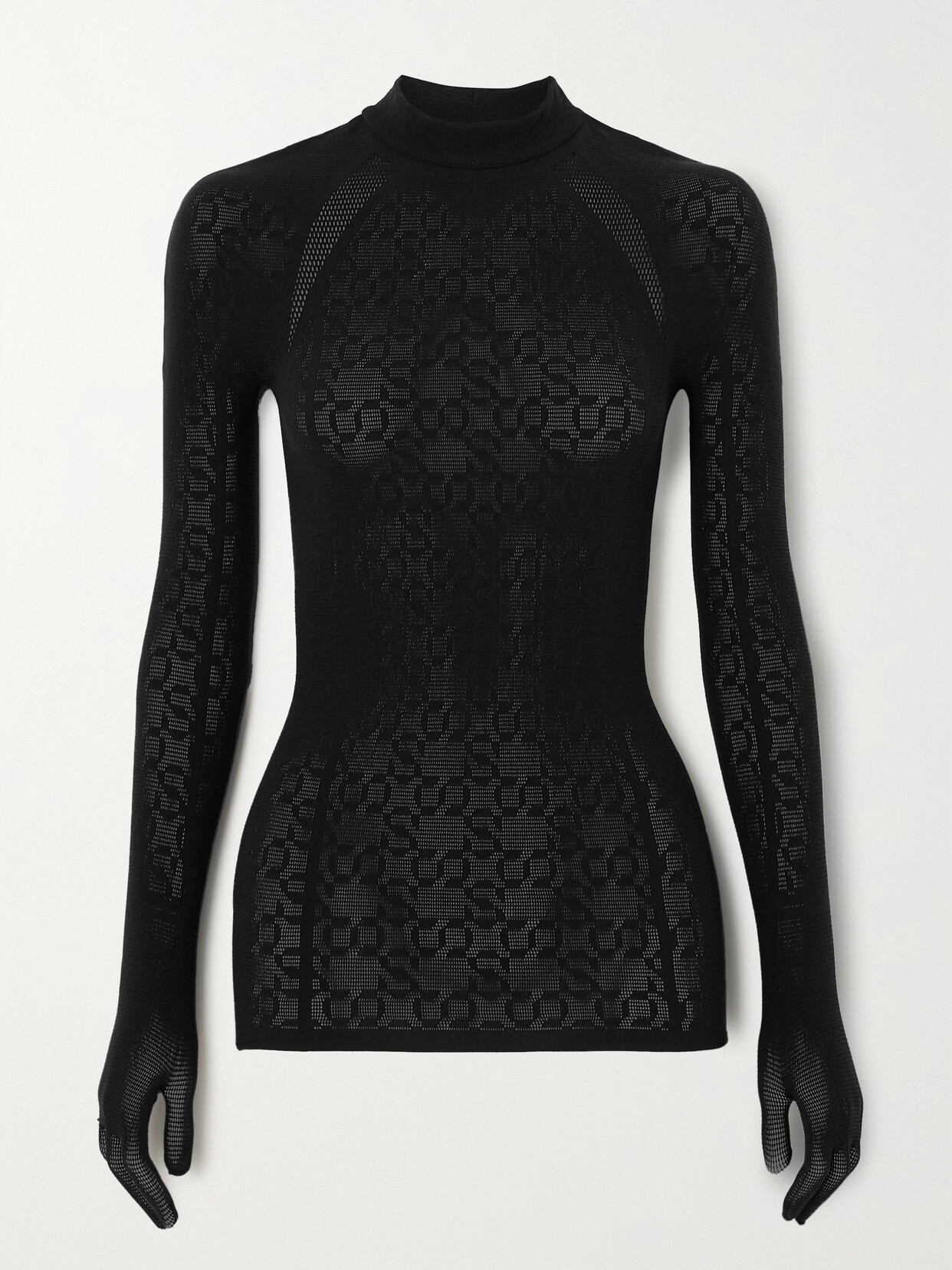 Wolford + Net Sustain + Simkhai Stretch Pointelle-knit Top - Black