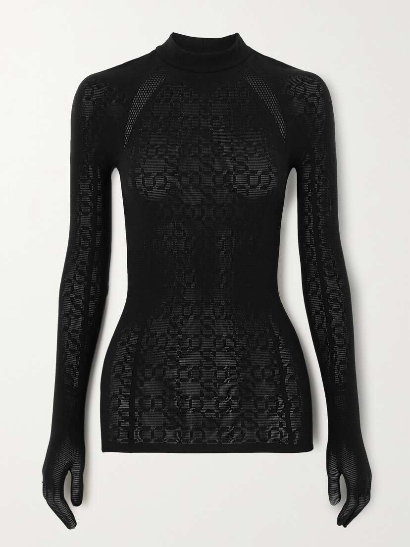 Wolford + Net Sustain + Simkhai Stretch Pointelle-knit Top