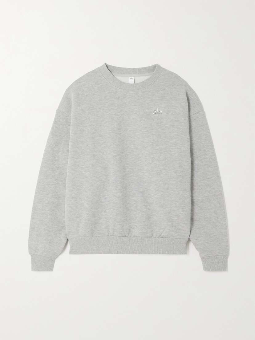 Alo Yoga Accolade Mélange Cotton-blend Jersey Sweatshirt