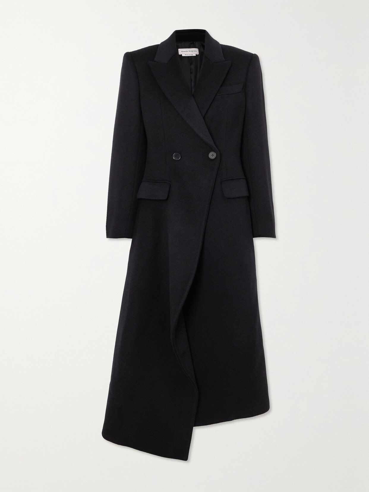 Alexander McQueen - Double-breasted Asymmetric Wool-felt Coat - Black