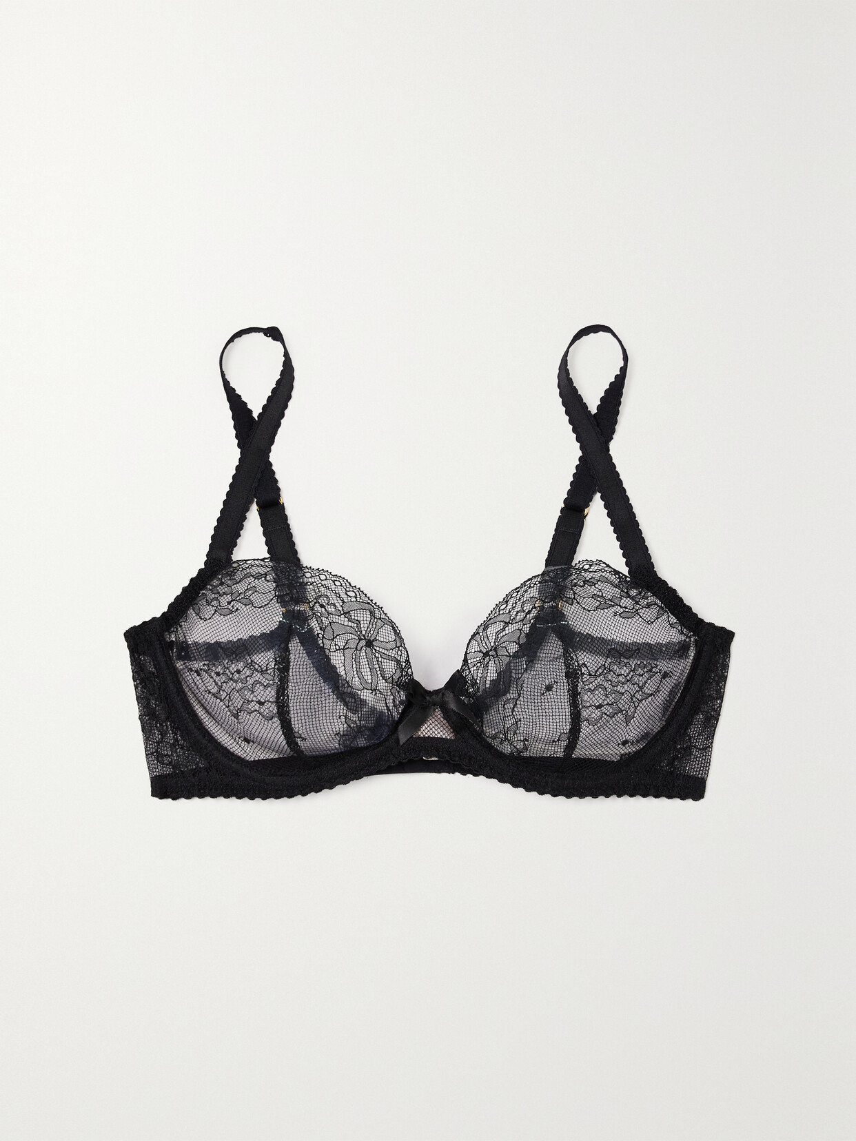 Agent Provocateur - Isedora Satin-trimmed Lace Underwired Soft-cup Bra - Black