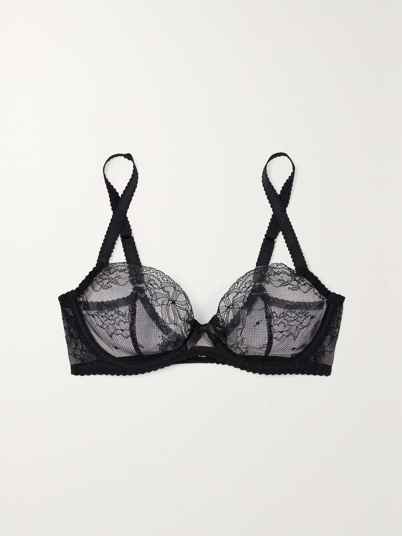 Agent Provocateur Isedora Satin-trimmed Lace Underwired Soft-cup Bra