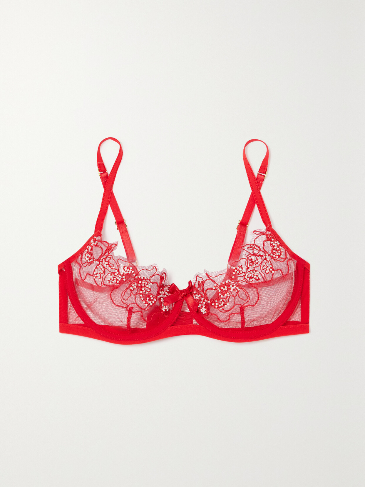 Agent Provocateur - Lindie Embellished Embroidered Tulle Underwired Bra - 32B