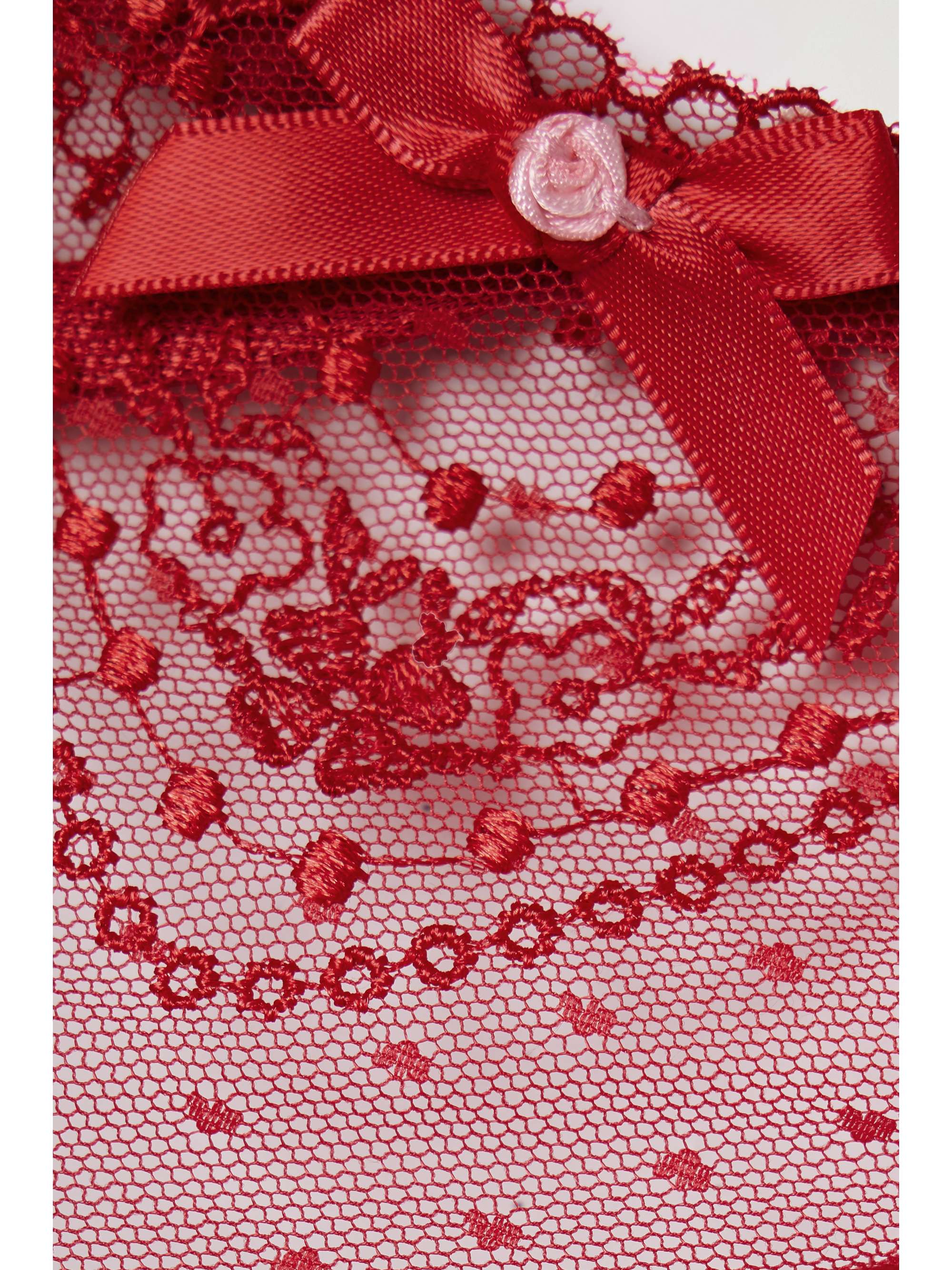 AGENT PROVOCATEUR Yuma bowembellished embroidered tulle thong NETA